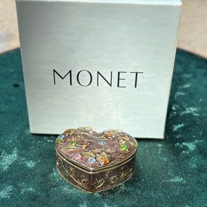 Monet Heart Trinket Box with Colorful Accents